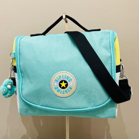 Kipling KICHIROU Lunch Bag Rainbow Pop Collection Clearwater Turquoise Rbw NEW - Picture 3 of 8